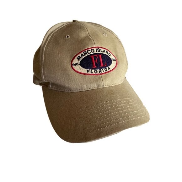 Marco Island Florida Khaki Hat Cap Adjustable - Picture 1 of 4